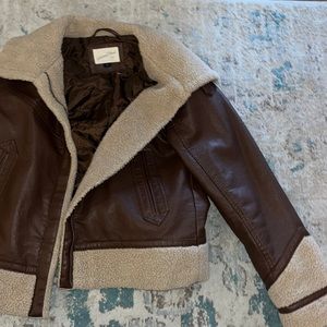 faux leather and Sherpa aviator jacket size small